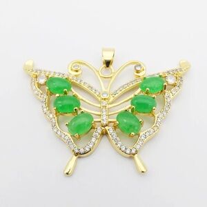 Jade Gold and Green Butterfly Pendant